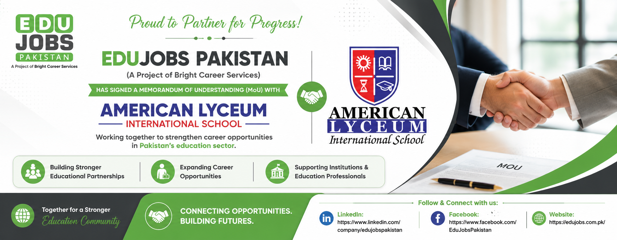 EduJobs Pakistan Signs MoU with American Lyceum International School